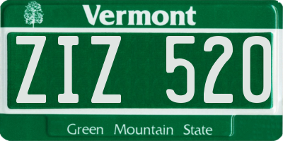 VT license plate ZIZ520