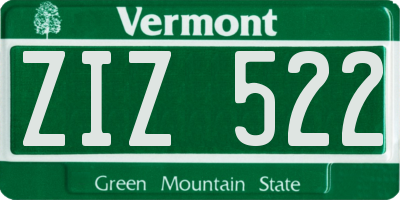 VT license plate ZIZ522