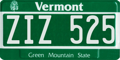 VT license plate ZIZ525
