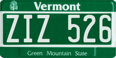 VT license plate ZIZ526
