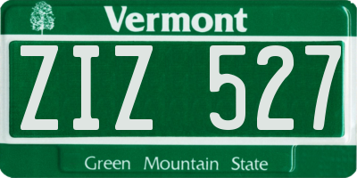 VT license plate ZIZ527
