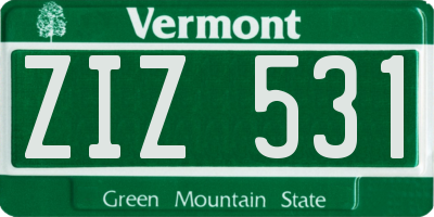 VT license plate ZIZ531