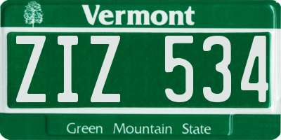 VT license plate ZIZ534