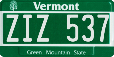 VT license plate ZIZ537