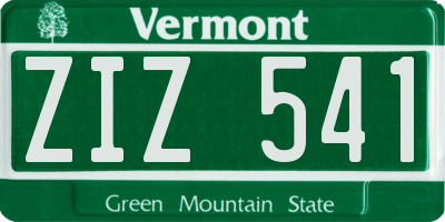 VT license plate ZIZ541