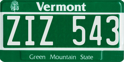 VT license plate ZIZ543
