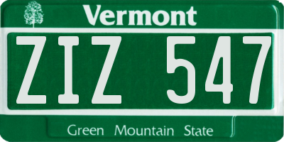 VT license plate ZIZ547