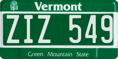 VT license plate ZIZ549