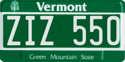 VT license plate ZIZ550