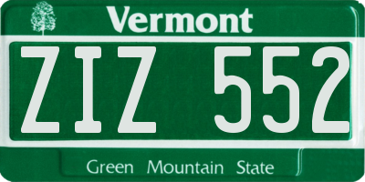 VT license plate ZIZ552