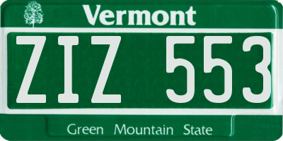 VT license plate ZIZ553