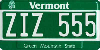 VT license plate ZIZ555