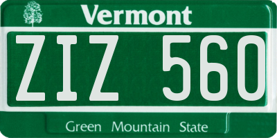 VT license plate ZIZ560