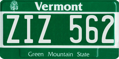VT license plate ZIZ562
