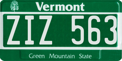 VT license plate ZIZ563
