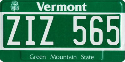 VT license plate ZIZ565