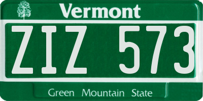 VT license plate ZIZ573