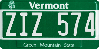 VT license plate ZIZ574