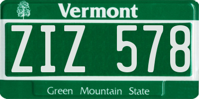 VT license plate ZIZ578