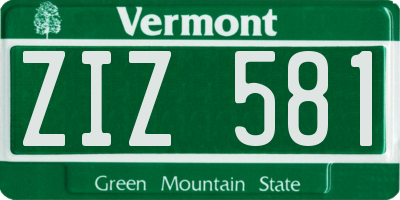 VT license plate ZIZ581