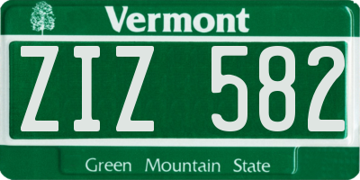 VT license plate ZIZ582