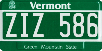 VT license plate ZIZ586