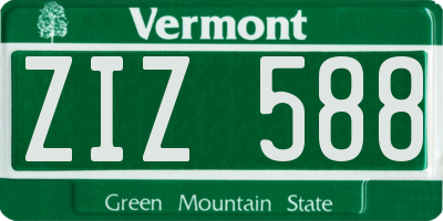 VT license plate ZIZ588