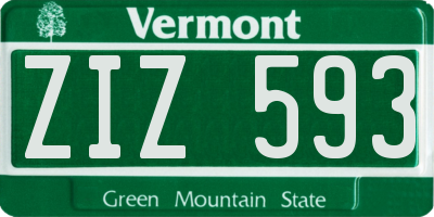 VT license plate ZIZ593