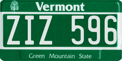 VT license plate ZIZ596