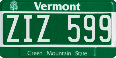VT license plate ZIZ599