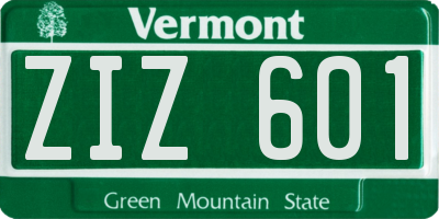 VT license plate ZIZ601