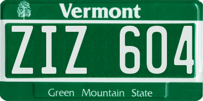 VT license plate ZIZ604