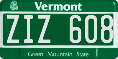 VT license plate ZIZ608