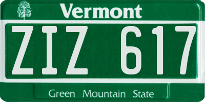 VT license plate ZIZ617