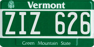 VT license plate ZIZ626