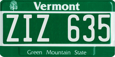 VT license plate ZIZ635