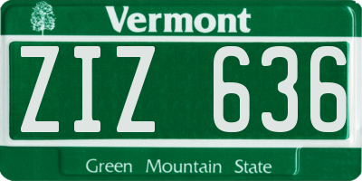 VT license plate ZIZ636