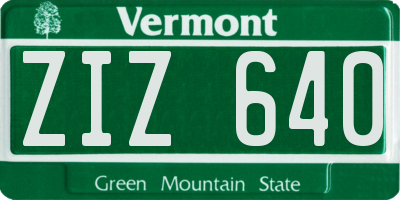 VT license plate ZIZ640