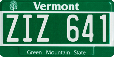 VT license plate ZIZ641