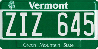 VT license plate ZIZ645