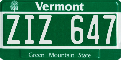 VT license plate ZIZ647