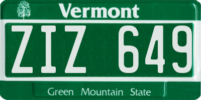 VT license plate ZIZ649