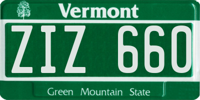VT license plate ZIZ660