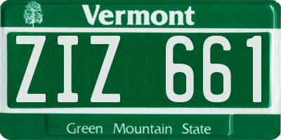 VT license plate ZIZ661