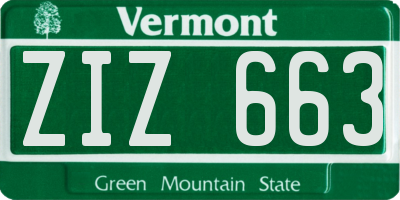 VT license plate ZIZ663
