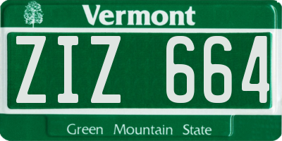 VT license plate ZIZ664