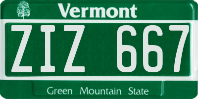 VT license plate ZIZ667
