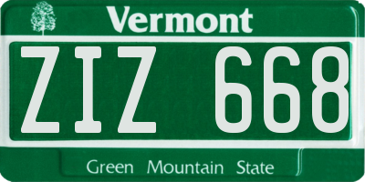 VT license plate ZIZ668
