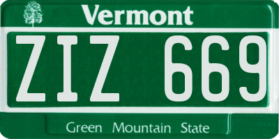 VT license plate ZIZ669