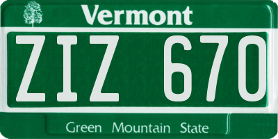 VT license plate ZIZ670